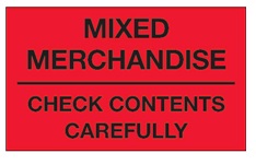 3 X 5 &quot;MIXED MERCHANDISE CHECK CONTENTS CAREFULLY&quot;