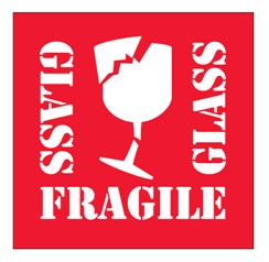 4 X 4 &quot;FRAGILE GLASS&quot; LABEL 500RL
