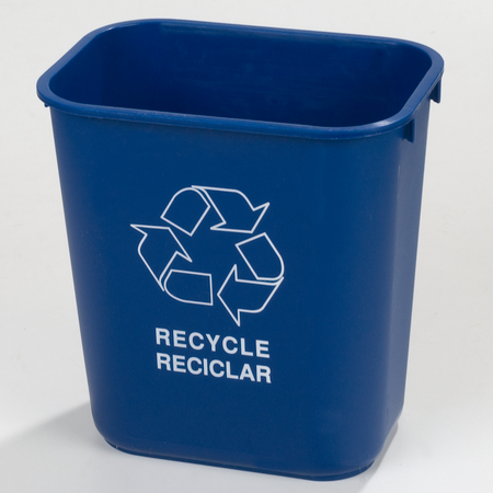 28 1/8 QUART RECYCLE BLUE RECTANGLE OFFICE WASTEBASKET