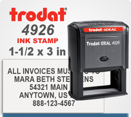 TRODAT 4926 1 1/2&quot; X 3&quot; SELF INKING STAMPER 1EA